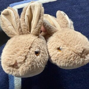Toddler 8-9 Brown Bunny Plush Slippers